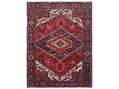 Heriz Heriz hand-knotted wool rug in Red & Midnight Blue, 7'9" x 10'4" — SKU O0265