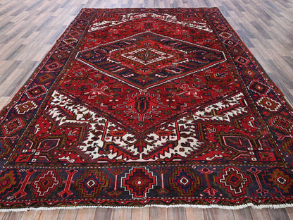 Heriz Heriz hand-knotted wool rug in Red & Midnight Blue, 7'9" x 10'4" — SKU O0265 (view 2)