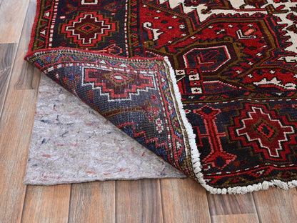 Heriz Heriz hand-knotted wool rug in Red & Midnight Blue, 7'9" x 10'4" — SKU O0265 (view 4)