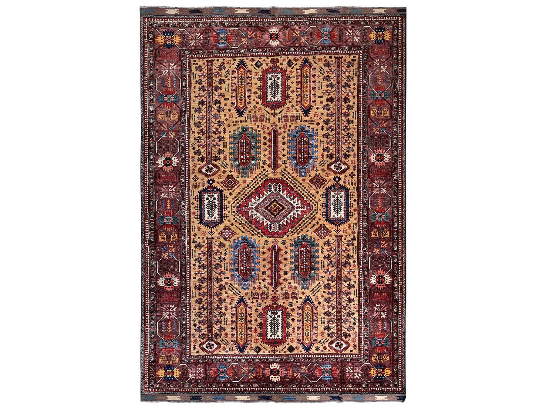 Yellow 9'3" x 12'3" Kazak Hand knotted Wool Rug - Sku: O02660