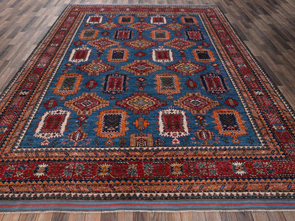 Blue 9'0" x 11'8" Kazak Hand knotted Wool Rug - Sku: O02662