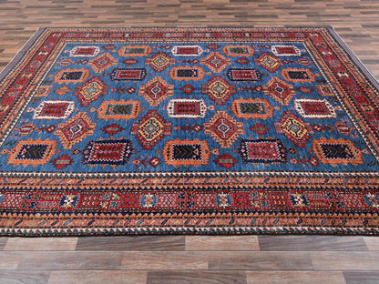 Blue 9'0" x 11'8" Kazak Hand knotted Wool Rug - Sku: O02662