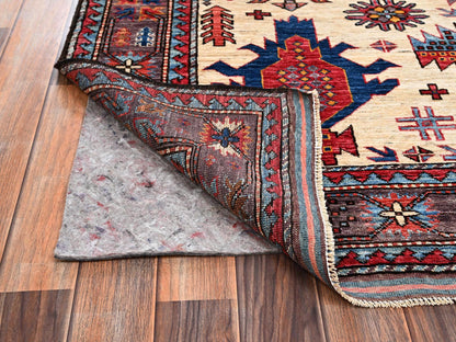 Ersari Kazak hand-knotted wool rug in Ivory & Brown, 5'2" x 6'4" — SKU O02663 (view 3)