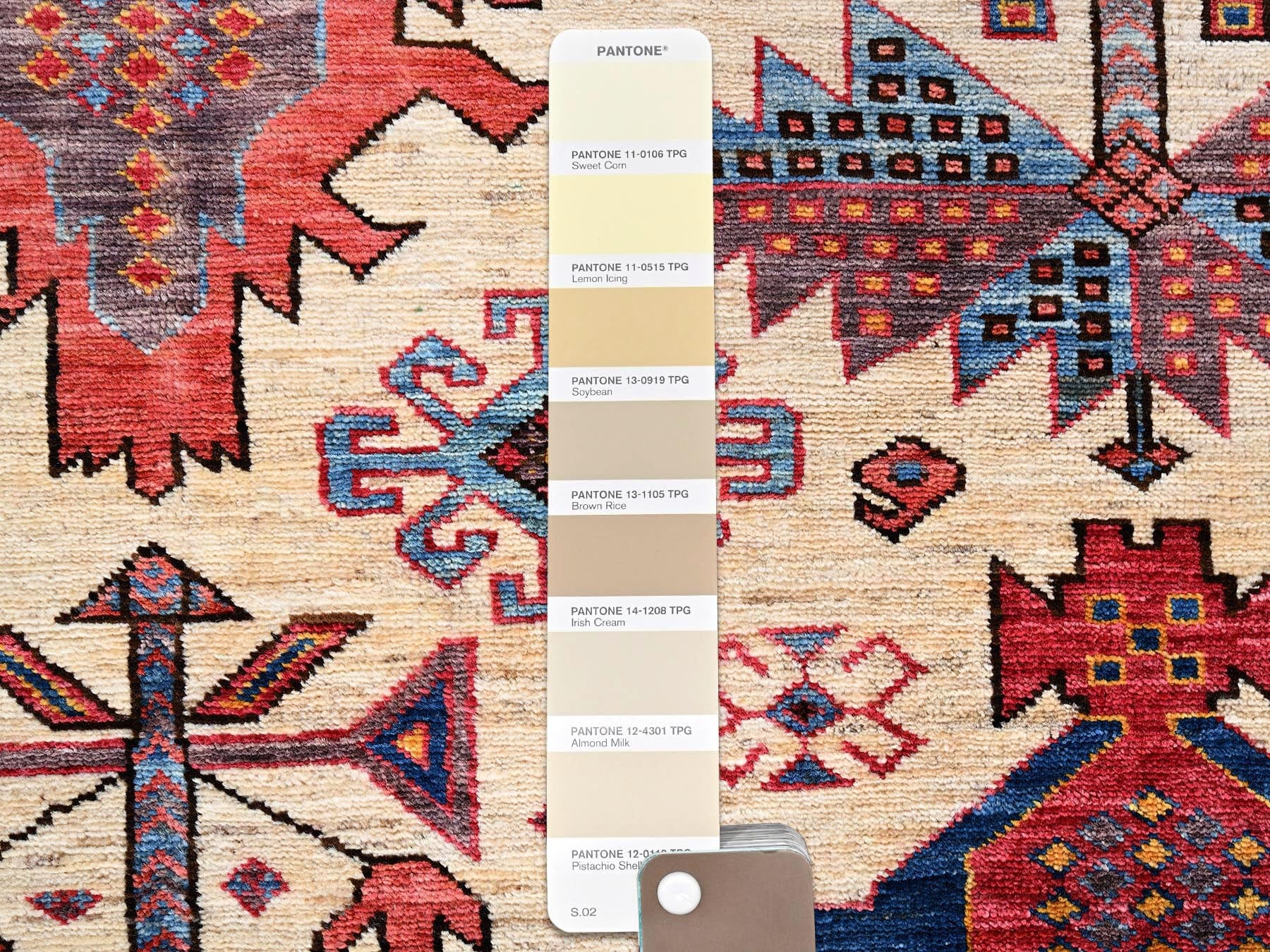 Ersari Kazak hand-knotted wool rug in Ivory & Brown, 5'2" x 6'4" — SKU O02663 (view 4)