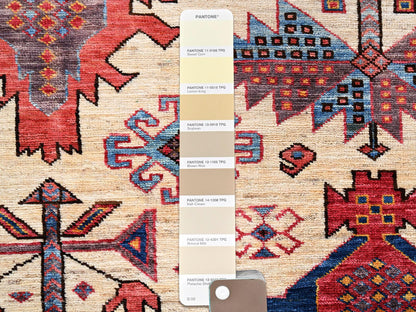 Ersari Kazak hand-knotted wool rug in Ivory & Brown, 5'2" x 6'4" — SKU O02663 (view 4)