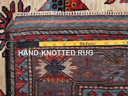 Ersari Kazak hand-knotted wool rug in Ivory & Brown, 5'2" x 6'4" — SKU O02663 (view 7)