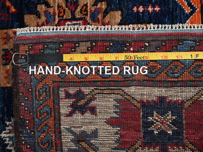Blue 4'11" x 6'4" Kazak Hand knotted Wool Rug - Sku: O02664