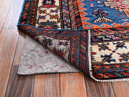 Blue 5'1" x 6'7" Kazak Hand knotted Wool Rug - Sku: O02665