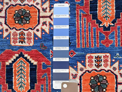 Blue 5'1" x 6'7" Kazak Hand knotted Wool Rug - Sku: O02665