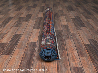 Blue 5'1" x 6'7" Kazak Hand knotted Wool Rug - Sku: O02665