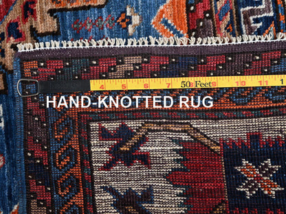 Blue 5'1" x 6'7" Kazak Hand knotted Wool Rug - Sku: O02665