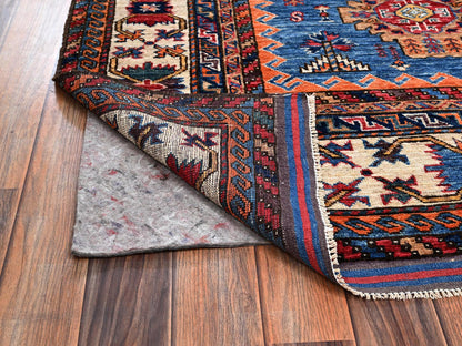 Blue 5'2" x 6'4" Kazak Hand knotted Wool Rug - Sku: O02667