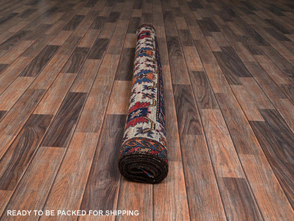 Blue 5'2" x 6'4" Kazak Hand knotted Wool Rug - Sku: O02667
