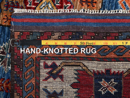 Blue 5'2" x 6'4" Kazak Hand knotted Wool Rug - Sku: O02667