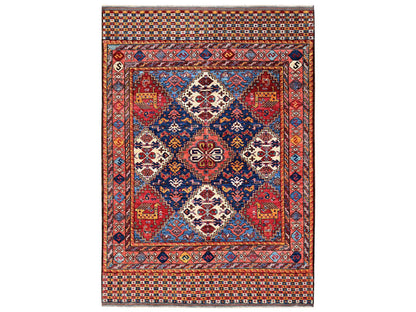 Multicolored 5'0" x 6'10" Kazak Hand knotted Wool Rug - Sku: O02669