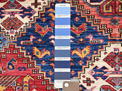 Multicolored 5'0" x 6'10" Kazak Hand knotted Wool Rug - Sku: O02669