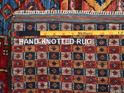 Multicolored 5'0" x 6'10" Kazak Hand knotted Wool Rug - Sku: O02669