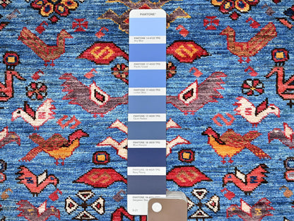 Blue 3'6" x 4'7" Kazak Hand knotted Wool Rug - Sku: O02670