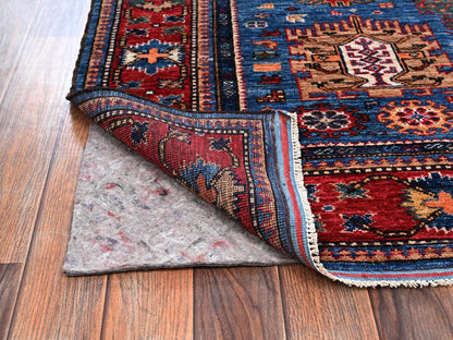 Blue 4'2" x 5'0" Kazak Hand knotted Wool Rug - Sku: O02672