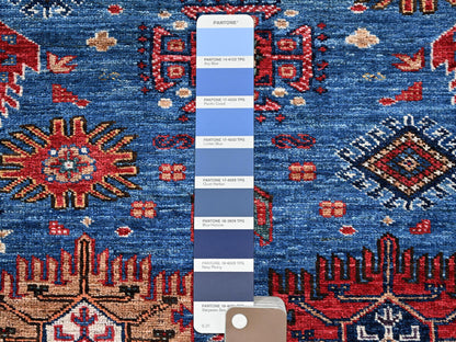Blue 4'2" x 5'0" Kazak Hand knotted Wool Rug - Sku: O02672