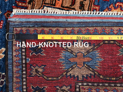 Blue 4'2" x 5'0" Kazak Hand knotted Wool Rug - Sku: O02672