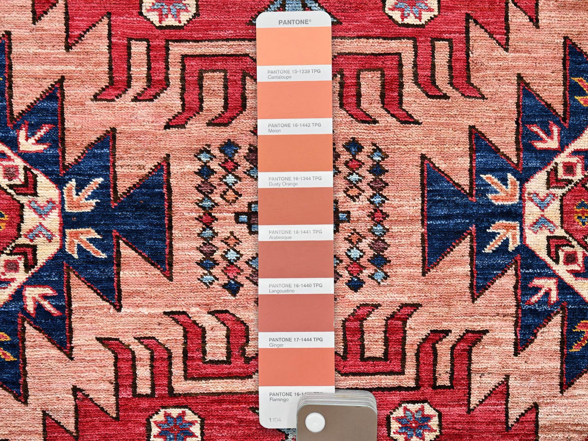 Ersari Kazak hand-knotted wool rug in Pink & Orange, 4'3" x 6' — SKU O02674 (view 4)