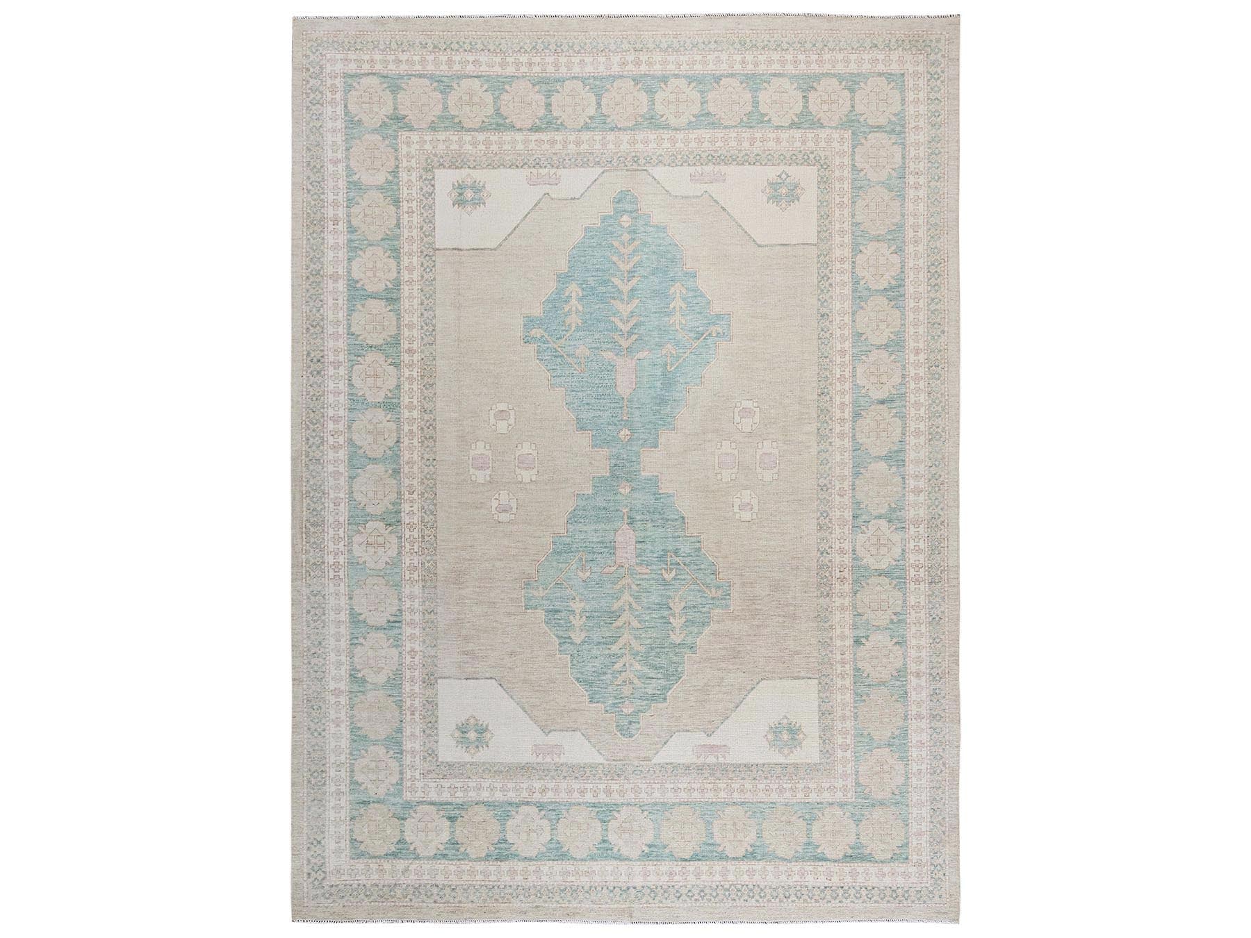 Brown 9'10" x 13'8" Oushak And Peshawar Hand knotted Wool Rug - Sku: O02679