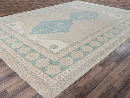 Brown 9'10" x 13'8" Oushak And Peshawar Hand knotted Wool Rug - Sku: O02679