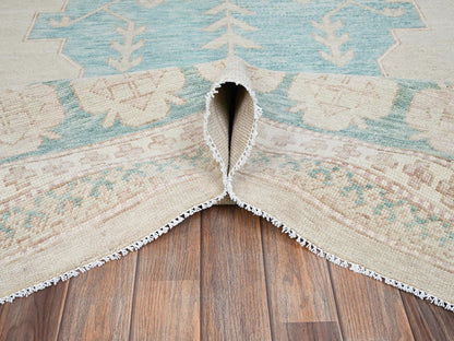 Brown 9'10" x 13'8" Oushak And Peshawar Hand knotted Wool Rug - Sku: O02679