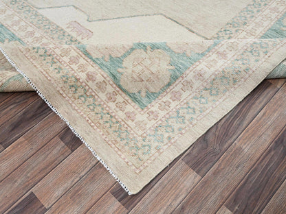 Brown 9'10" x 13'8" Oushak And Peshawar Hand knotted Wool Rug - Sku: O02679