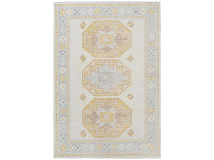Kazak Kazak hand-knotted wool rug in Ivory & Light Blue, 6' x 8'11" — SKU O02682