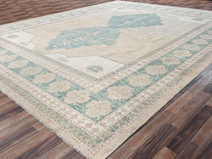 Brown 11'8" x 14'8" Oushak And Peshawar Hand knotted Wool Rug - Sku: O02683