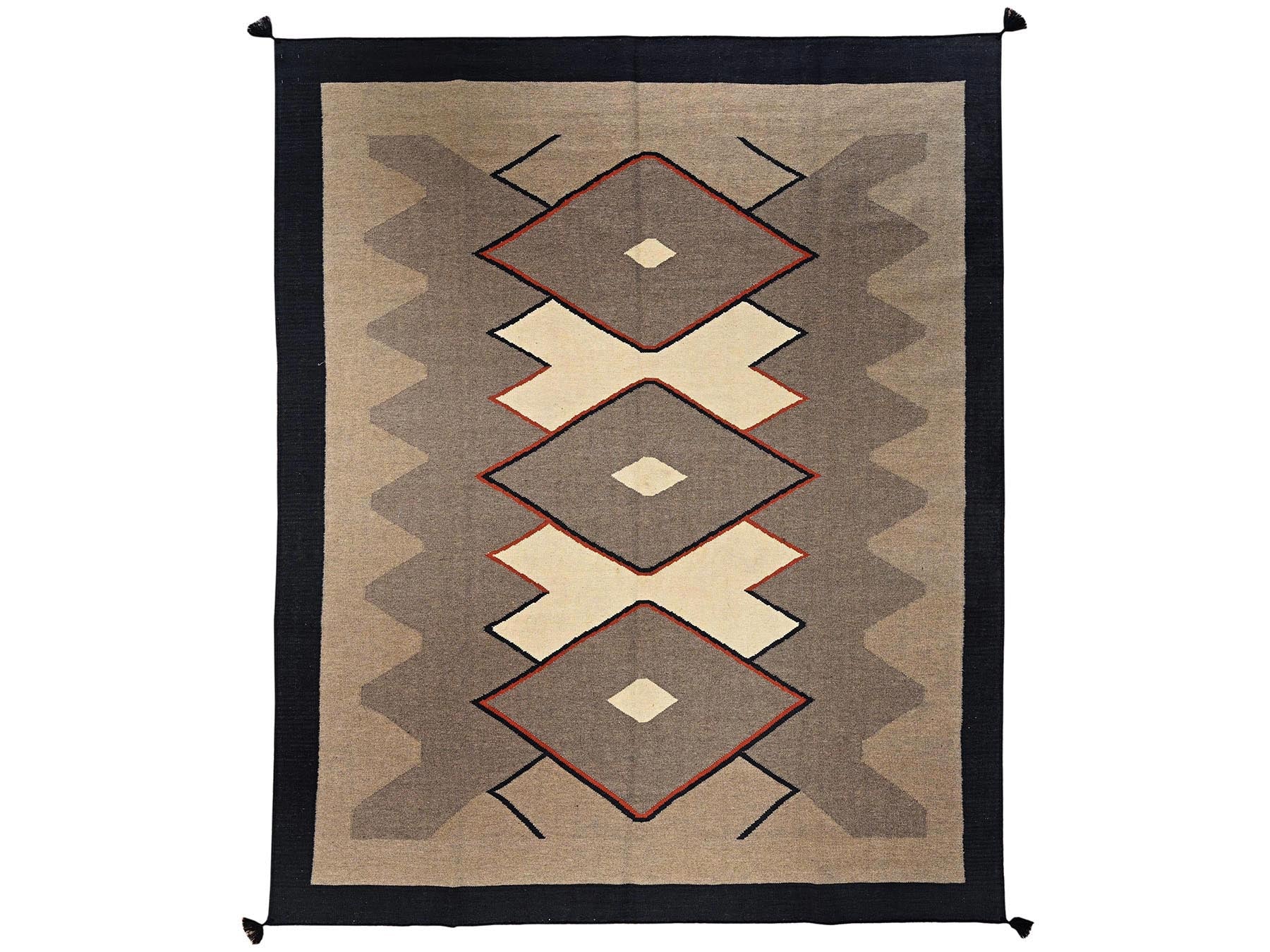 Brown 8'0" x 9'9" Flat Weave Hand woven Wool Rug - Sku: O02684