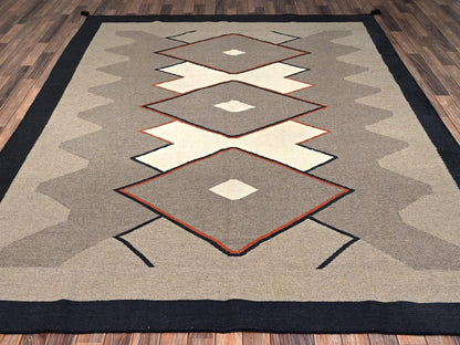 Brown 8'0" x 9'9" Flat Weave Hand woven Wool Rug - Sku: O02684