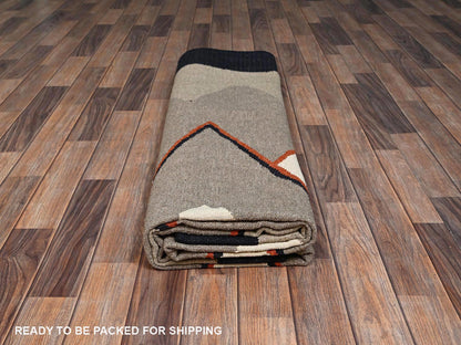 Brown 8'0" x 9'9" Flat Weave Hand woven Wool Rug - Sku: O02684