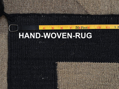 Brown 8'0" x 9'9" Flat Weave Hand woven Wool Rug - Sku: O02684
