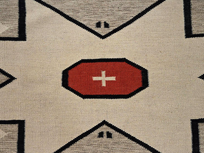Brown 8'5" x 9'9" Flat Weave Hand woven Wool Rug - Sku: O02687