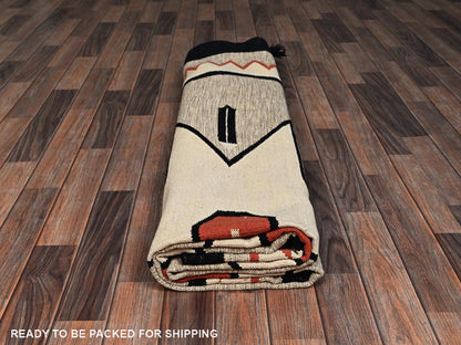 Brown 8'5" x 9'9" Flat Weave Hand woven Wool Rug - Sku: O02687