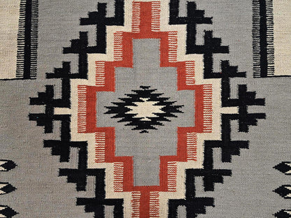 Flat-Weave hand-knotted wool rug in Gray, 8' x 9'11" — SKU O02691 (view 4)