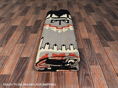 Flat-Weave hand-knotted wool rug in Gray, 8' x 9'11" — SKU O02691 (view 6)
