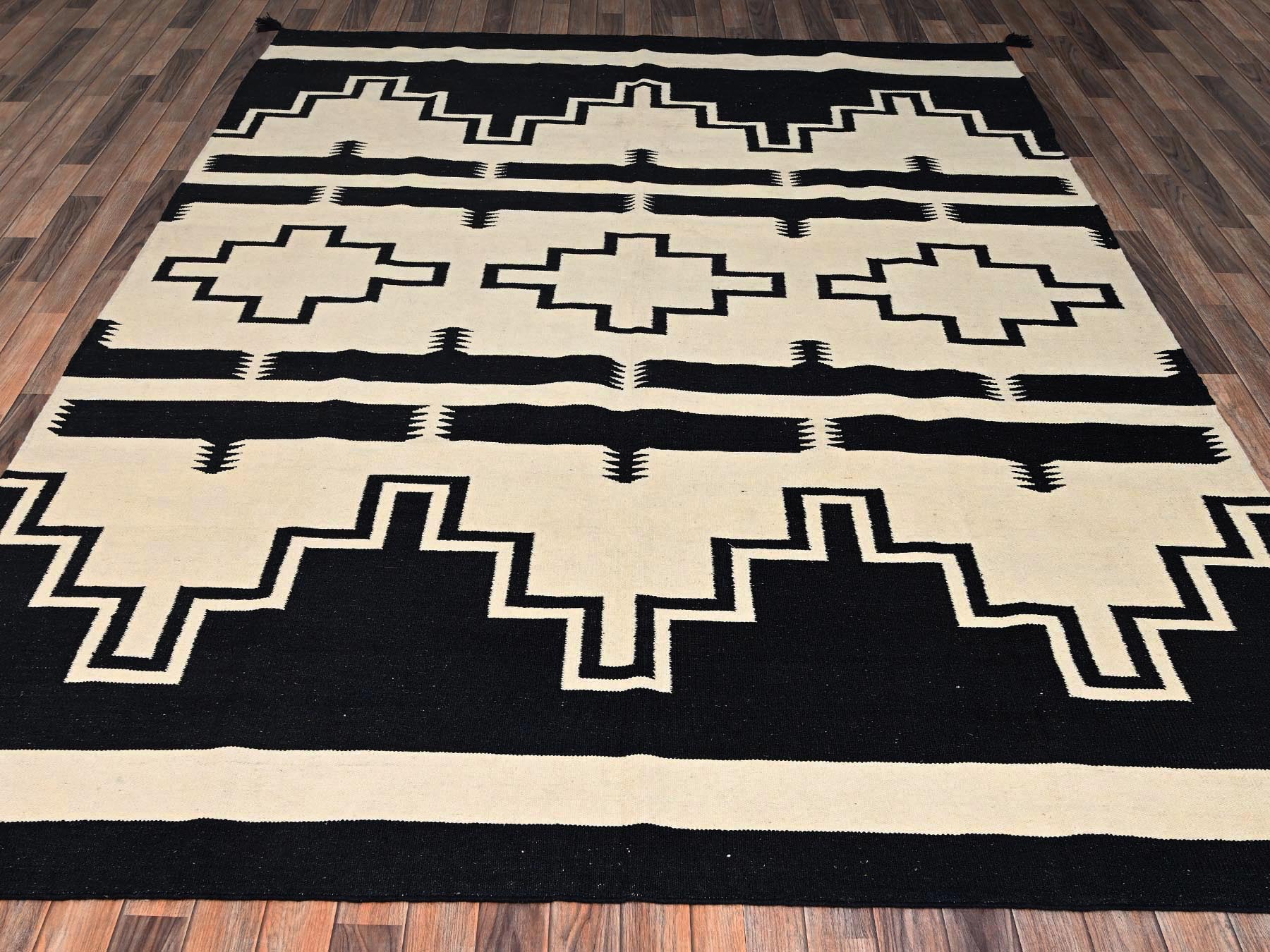 Brown 7'11" x 10'0" Flat Weave Hand woven Wool Rug - Sku: O02692
