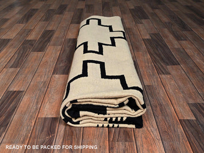 Brown 7'11" x 10'0" Flat Weave Hand woven Wool Rug - Sku: O02692
