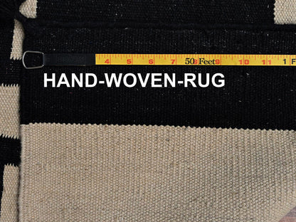 Brown 7'11" x 10'0" Flat Weave Hand woven Wool Rug - Sku: O02692