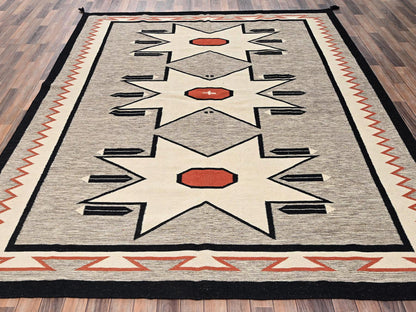 Brown 8'4" x 9'9" Flat Weave Hand woven Wool Rug - Sku: O02695