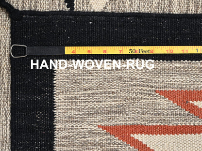 Brown 8'4" x 9'9" Flat Weave Hand woven Wool Rug - Sku: O02695