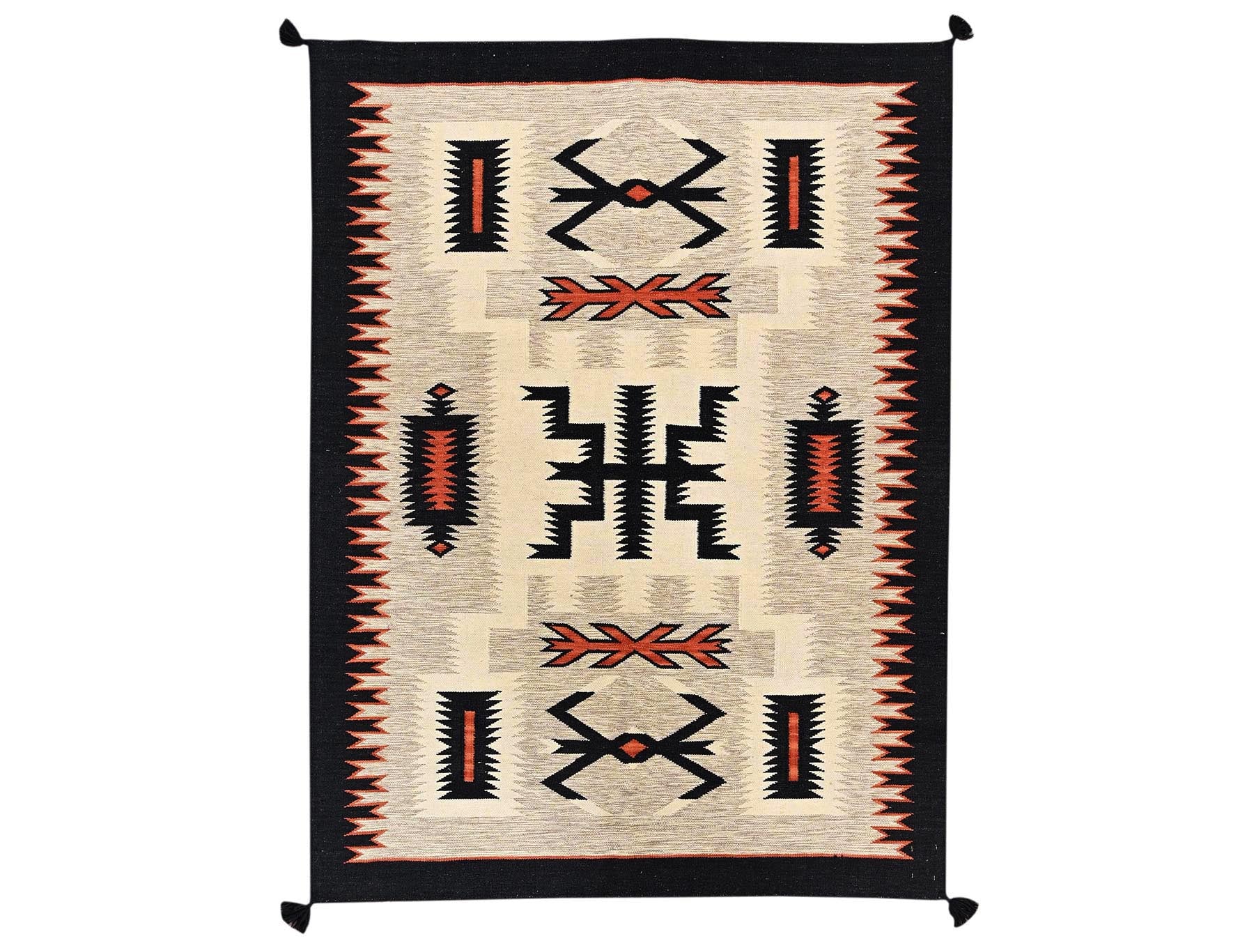 Brown 5'4" x 7'0" Flat Weave Hand woven Wool Rug - Sku: O02696