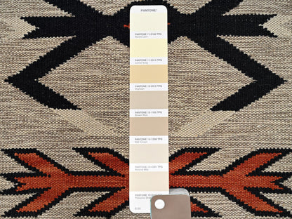 Brown 5'4" x 7'0" Flat Weave Hand woven Wool Rug - Sku: O02696