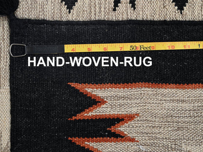 Brown 5'4" x 7'0" Flat Weave Hand woven Wool Rug - Sku: O02696