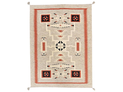 Brown 5'2" x 6'9" Flat Weave Hand woven Wool Rug - Sku: O02697