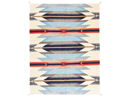 Blue 9'5" x 11'7" Flat Weave Hand woven Wool Rug - Sku: O02698